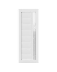 Villar Home Designs Prefinished White Solid Wood Core Door Slab Anemone with Polycarbonate Solid Glass