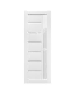 Villar Home Designs Prefinished White Solid Wood Core Door Slab Daisy with Polycarbonate Solid Glass