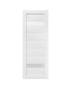 Villar Home Designs Prefinished White Solid Wood Core Door Slab Lily with Polycarbonate Solid Glass
