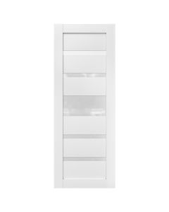 Villar Home Designs Prefinished White Solid Wood Core Door Slab Mallow with Polycarbonate Solid Glass