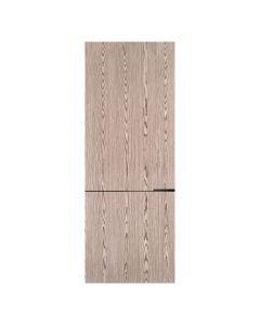 Villar Home Designs Prefinished Natural Wood Veneer Dark Oak Sunset Wood Door Slab with Matte Black Inserts