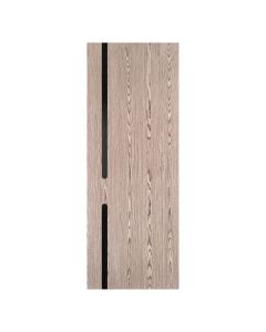 Villar Home Designs Prefinished Natural Wood Veneer Dark Oak Endless Wood Door Slab with Matte Black Inserts