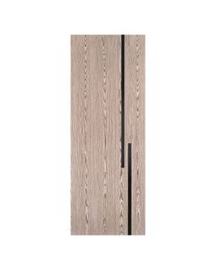 Villar Home Designs Prefinished Natural Wood Veneer Dark Oak Meeting Wood Door Slab with Matte Black Inserts