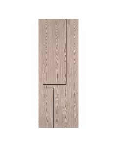 Villar Home Designs Prefinished Natural Wood Veneer Dark Oak Veronica Wood Door Slab with Matte Black Inserts