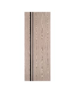 Villar Home Designs Prefinished Natural Wood Veneer Dark Oak Katty Wood Door Slab with Matte Black Inserts