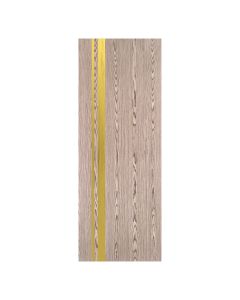 Villar Home Designs Prefinished Natural Wood Veneer Dark Oak Trinity Wood Door Slab with Matte Gold Inserts