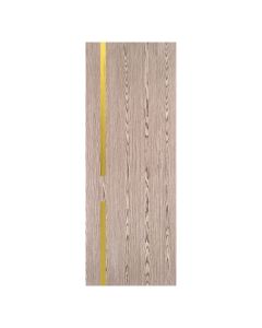 Villar Home Designs Prefinished Natural Wood Veneer Dark Oak Endless Wood Door Slab with Matte Gold Inserts