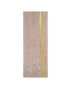 Villar Home Designs Prefinished Natural Wood Veneer Dark Oak Meeting Wood Door Slab with Matte Gold Inserts