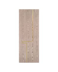 Villar Home Designs Prefinished Natural Wood Veneer Dark Oak Veronica Wood Door Slab with Matte Gold Inserts