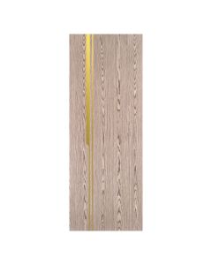 Villar Home Designs Prefinished Natural Wood Veneer Dark Oak Ariana Wood Door Slab with Matte Gold Inserts