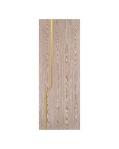 Villar Home Designs Prefinished Natural Wood Veneer Dark Oak Nataly Wood Door Slab with Matte Gold Inserts