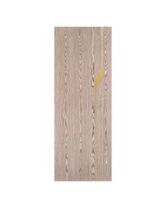 Villar Home Designs Prefinished Natural Wood Veneer Dark Oak Blossom Wood Door Slab with Matte Gold Inserts