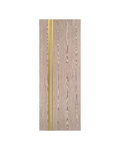 Villar Home Designs Prefinished Natural Wood Veneer Dark Oak Katty Wood Door Slab with Matte Gold Inserts