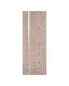 Villar Home Designs Prefinished Natural Wood Veneer Dark Oak Ariana Wood Door Slab with Matte Silver Inserts