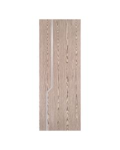 Villar Home Designs Prefinished Natural Wood Veneer Dark Oak Nataly Wood Door Slab with Matte Silver Inserts