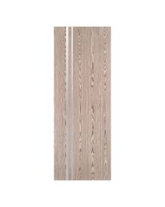 Villar Home Designs Prefinished Natural Wood Veneer Dark Oak Katty Wood Door Slab with Matte Silver Inserts