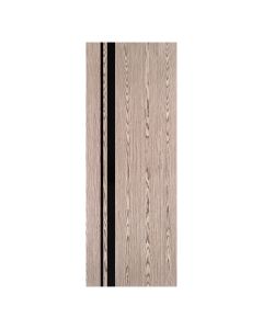 Villar Home Designs Prefinished Natural Wood Veneer Dark Oak Trinity Wood Door Slab with Glossy Black Inserts