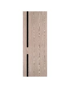Villar Home Designs Prefinished Natural Wood Veneer Dark Oak Endless Wood Door Slab with Glossy Black Inserts