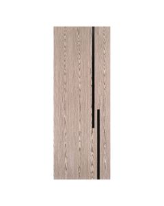 Villar Home Designs Prefinished Natural Wood Veneer Dark Oak Meeting Wood Door Slab with Glossy Black Inserts