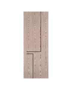 Villar Home Designs Prefinished Natural Wood Veneer Dark Oak Veronica Wood Door Slab with Glossy Black Inserts