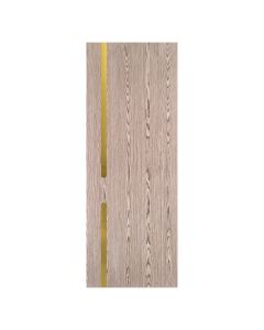 Villar Home Designs Prefinished Natural Wood Veneer Dark Oak Endless Wood Door Slab with Glossy Gold Inserts