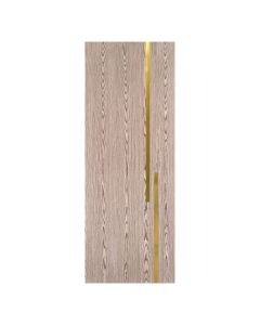 Villar Home Designs Prefinished Natural Wood Veneer Dark Oak Meeting Wood Door Slab with Glossy Gold Inserts