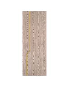 Villar Home Designs Prefinished Natural Wood Veneer Dark Oak Nataly Wood Door Slab with Glossy Gold Inserts
