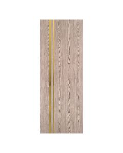 Villar Home Designs Prefinished Natural Wood Veneer Dark Oak Katty Wood Door Slab with Glossy Gold Inserts
