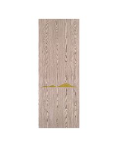Villar Home Designs Prefinished Natural Wood Veneer Dark Oak Julia Wood Door Slab with Glossy Gold Inserts