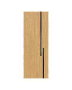 Villar Home Designs Prefinished Natural Wood Veneer Sandy Oak Meeting Wood Door Slab with Matte Black Inserts