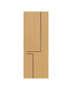 Villar Home Designs Prefinished Natural Wood Veneer Sandy Oak Veronica Wood Door Slab with Matte Black Inserts