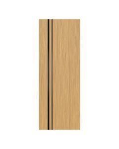 Villar Home Designs Prefinished Natural Wood Veneer Sandy Oak Katty Wood Door Slab with Matte Black Inserts