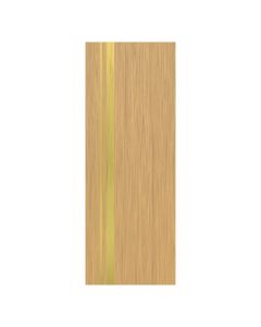 Villar Home Designs Prefinished Natural Wood Veneer Sandy Oak Trinity Wood Door Slab with Matte Gold Inserts