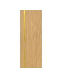Villar Home Designs Prefinished Natural Wood Veneer Sandy Oak Endless Wood Door Slab with Matte Gold Inserts