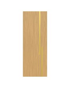 Villar Home Designs Prefinished Natural Wood Veneer Sandy Oak Meeting Wood Door Slab with Matte Gold Inserts