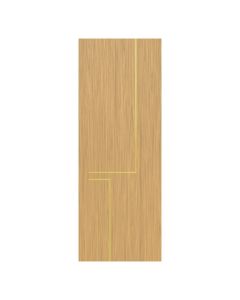 Villar Home Designs Prefinished Natural Wood Veneer Sandy Oak Veronica Wood Door Slab with Matte Gold Inserts