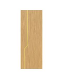 Villar Home Designs Prefinished Natural Wood Veneer Sandy Oak Nataly Wood Door Slab with Matte Gold Inserts