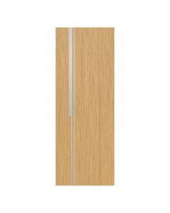 Villar Home Designs Prefinished Natural Wood Veneer Sandy Oak Ariana Wood Door Slab with Matte Silver Inserts
