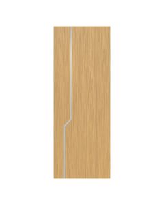 Villar Home Designs Prefinished Natural Wood Veneer Sandy Oak Nataly Wood Door Slab with Matte Silver Inserts