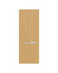 Villar Home Designs Prefinished Natural Wood Veneer Sandy Oak Julia Wood Door Slab with Matte Silver Inserts