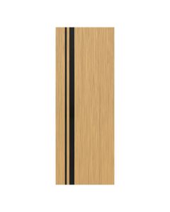 Villar Home Designs Prefinished Natural Wood Veneer Sandy Oak Trinity Wood Door Slab with Glossy Black Inserts