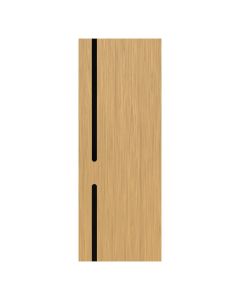 Villar Home Designs Prefinished Natural Wood Veneer Sandy Oak Endless Wood Door Slab with Glossy Black Inserts