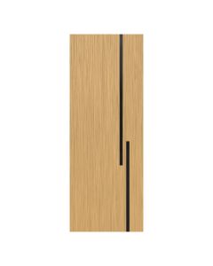 Villar Home Designs Prefinished Natural Wood Veneer Sandy Oak Meeting Wood Door Slab with Glossy Black Inserts