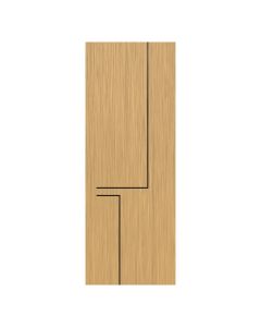 Villar Home Designs Prefinished Natural Wood Veneer Sandy Oak Veronica Wood Door Slab with Glossy Black Inserts