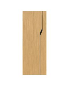 Villar Home Designs Prefinished Natural Wood Veneer Sandy Oak Blossom Wood Door Slab with Glossy Black Inserts