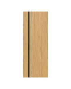 Villar Home Designs Prefinished Natural Wood Veneer Sandy Oak Katty Wood Door Slab with Glossy Black Inserts