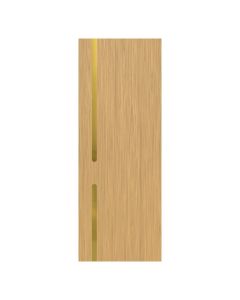 Villar Home Designs Prefinished Natural Wood Veneer Sandy Oak Endless Wood Door Slab with Glossy Gold Inserts