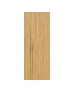 Villar Home Designs Prefinished Natural Wood Veneer Sandy Oak Katty Wood Door Slab with Glossy Gold Inserts