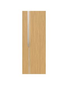 Villar Home Designs Prefinished Natural Wood Veneer Sandy Oak Ariana Wood Door Slab with Glossy Silver Inserts