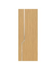 Villar Home Designs Prefinished Natural Wood Veneer Sandy Oak Nataly Wood Door Slab with Glossy Silver Inserts